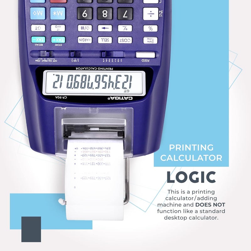 CATIGA New & Upgraded 2025 Printing Calculator Adding Machine 10 Key, Desktop Home Office Calculator with Paper Roll Print Out, Accounting Business Finance - Image 3